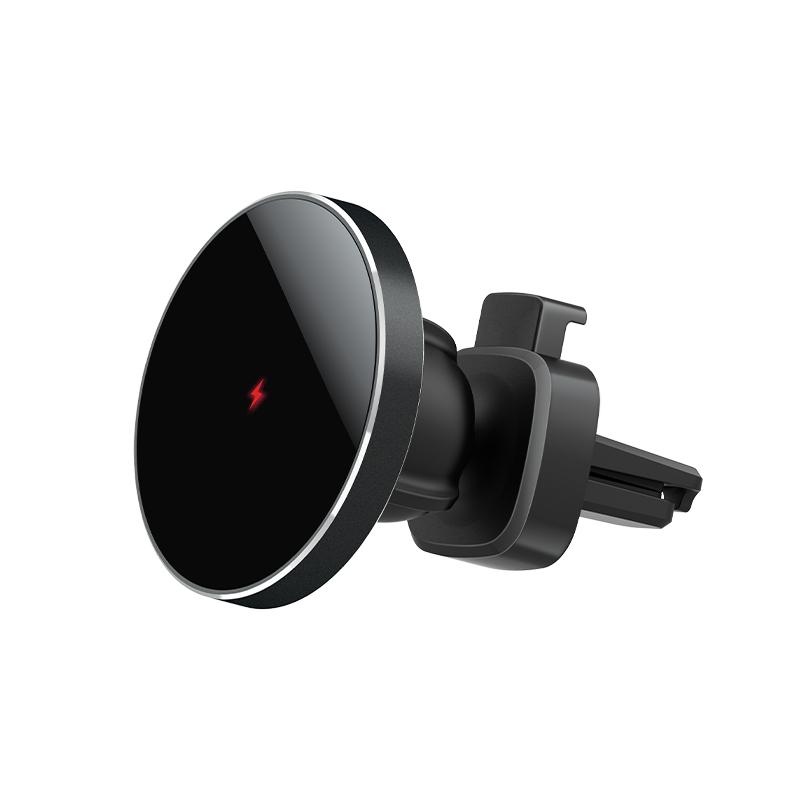 Factory Direct 15W Rotating Strong Magnetic Aluminum Alloy Car Wireless Charger Car Phone Holder Car Air Outlet Made Plastic Universal