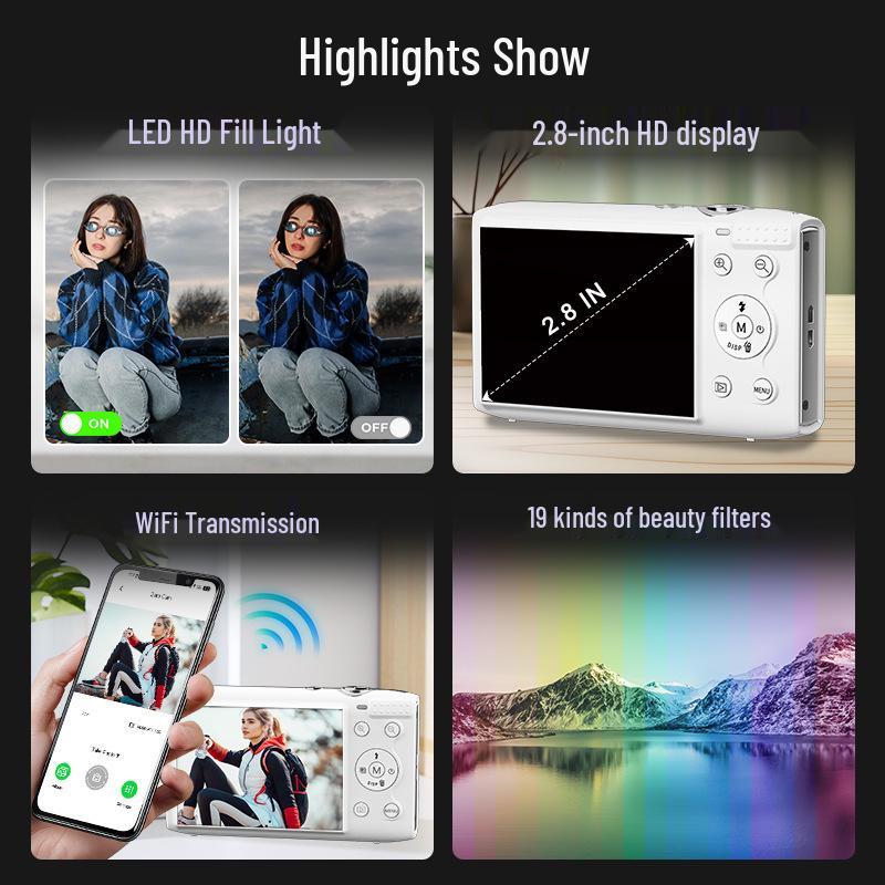 5K HD CCD Digital Mini Selfie Camera for Students and Home Use