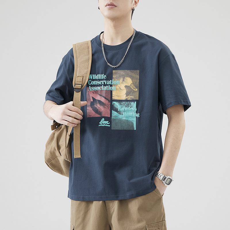 

Мужская модная брендовая футболка, плотная, с круглым вырезом и короткими рукавами, летняя, свободного покроя, с индивидуальным принтом для мужчин M сапфир синий