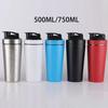 Protein Powder Shaker Bottle 500/750ml Leak Proof Water Bottle for Gym Fitness Sport Whey Shakes Cup with Scale Stainless Steel