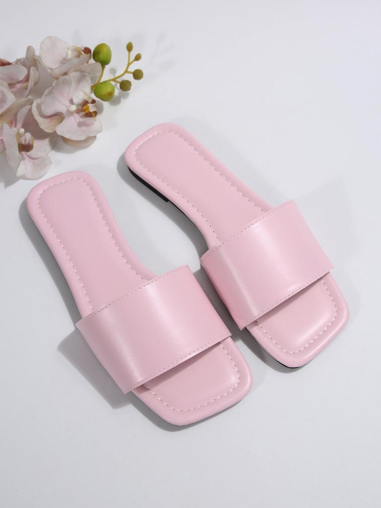 [Foreign Trade] Temperament High-heeled Slippers Women's Summer Wear Square Head Open-toed Simple One-word Small Sandals