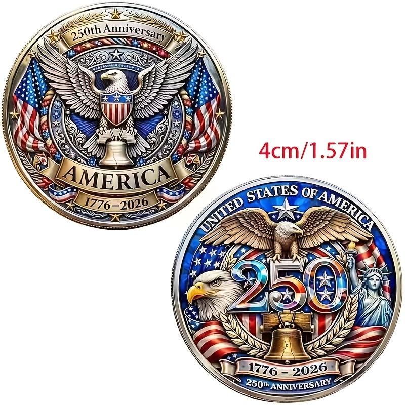 5 pezzi Moneta Commemorativa del 250° Anniversario, Moneta Aquila Calva 1776-2026 Moneta Commemorativa del 250° Anniversario, Commemorativa da Collezione