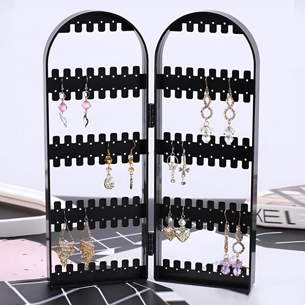 1pc Foldable Plastic Earring Stand, Transparent Earring Display Stand, Jewelry Storage Hanger, Women's Jewelry Storage Box