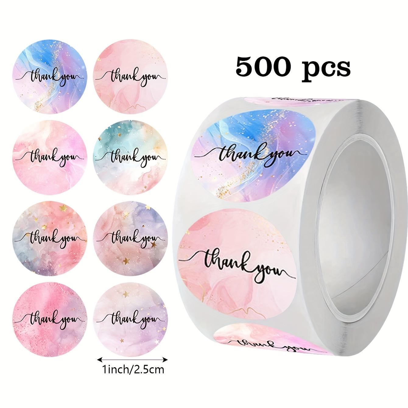 

500 Stickers/Roll Ins Style Multicolor Thank You Self-Adhesive Roll Stickers, Simple Heart/Shape Suitable for Gift Wrapping Boxes, Envelopes