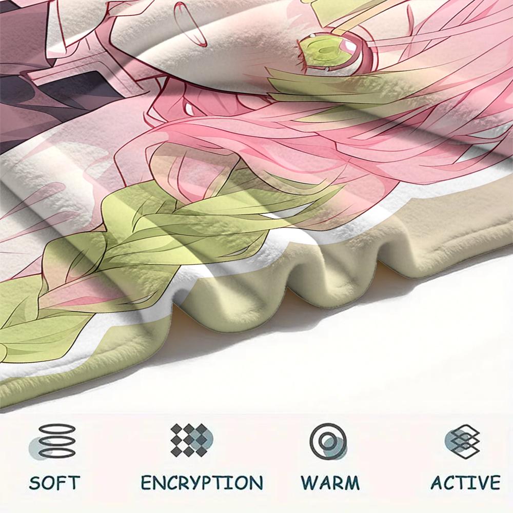 1PC Demon Slayer Print Flannel Blanket, High Quality All Seasons, Home Decor, Warmth and Comfort, Perfect for Christmas Gifts