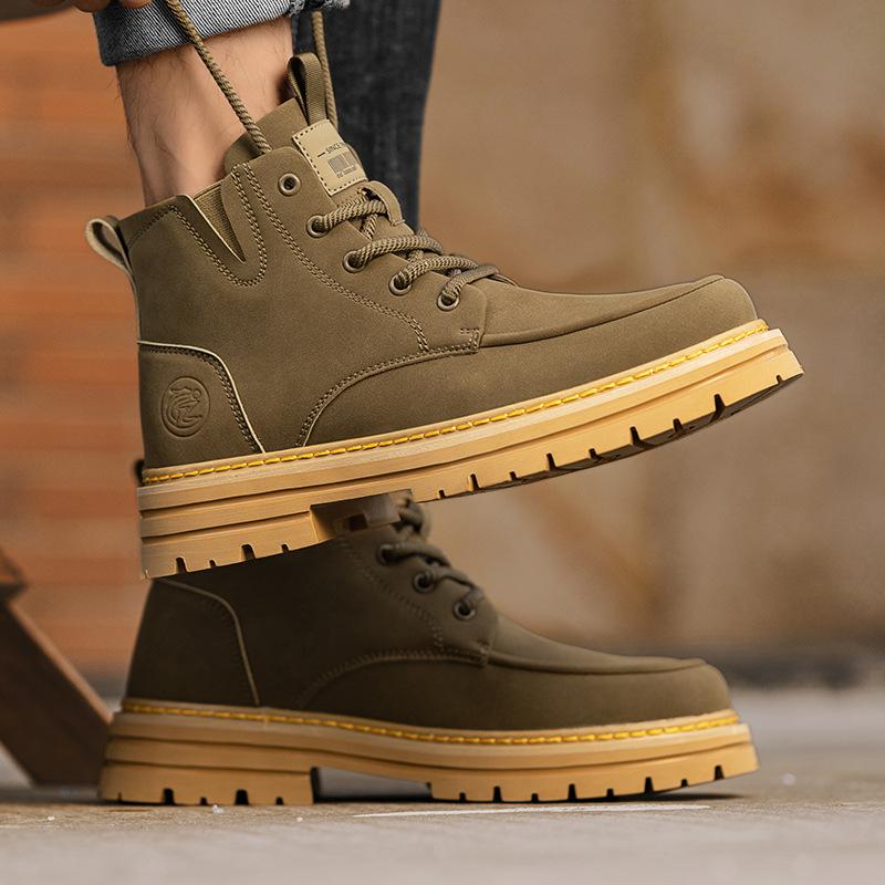 Autumn Shoes for Men Boots Outdoor High Tops Leather Casual Shoes Youth Street Cool Ankle Boots