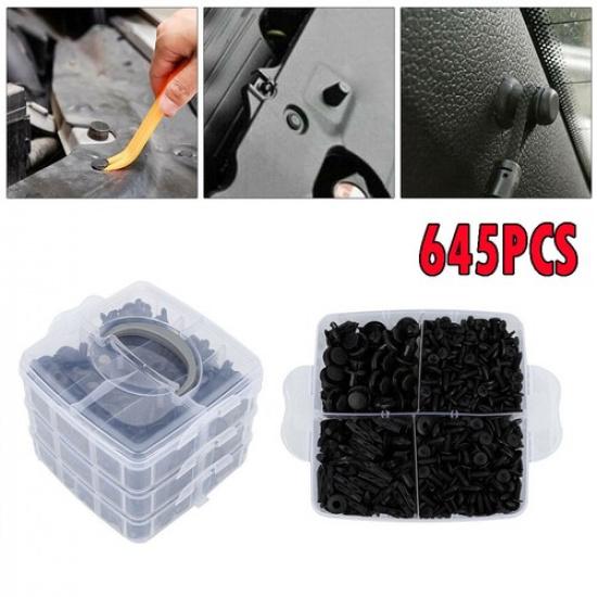 645 Pcs Plastic Retainer Car Auto Fasteners Trim Clips Push Pin Rivet Bumper Kit