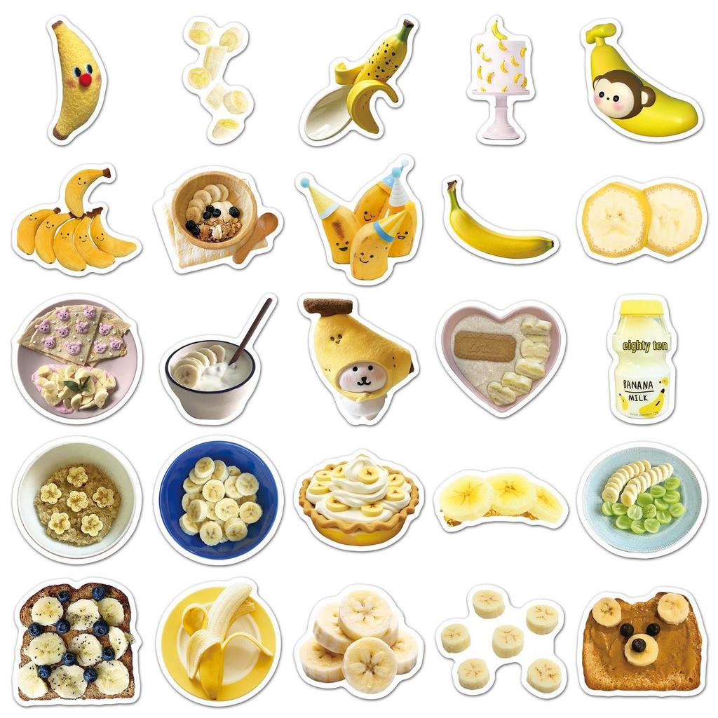 50-Piece Banana Style Waterproof Stickers Set for DIY Water Bottles and Journals
