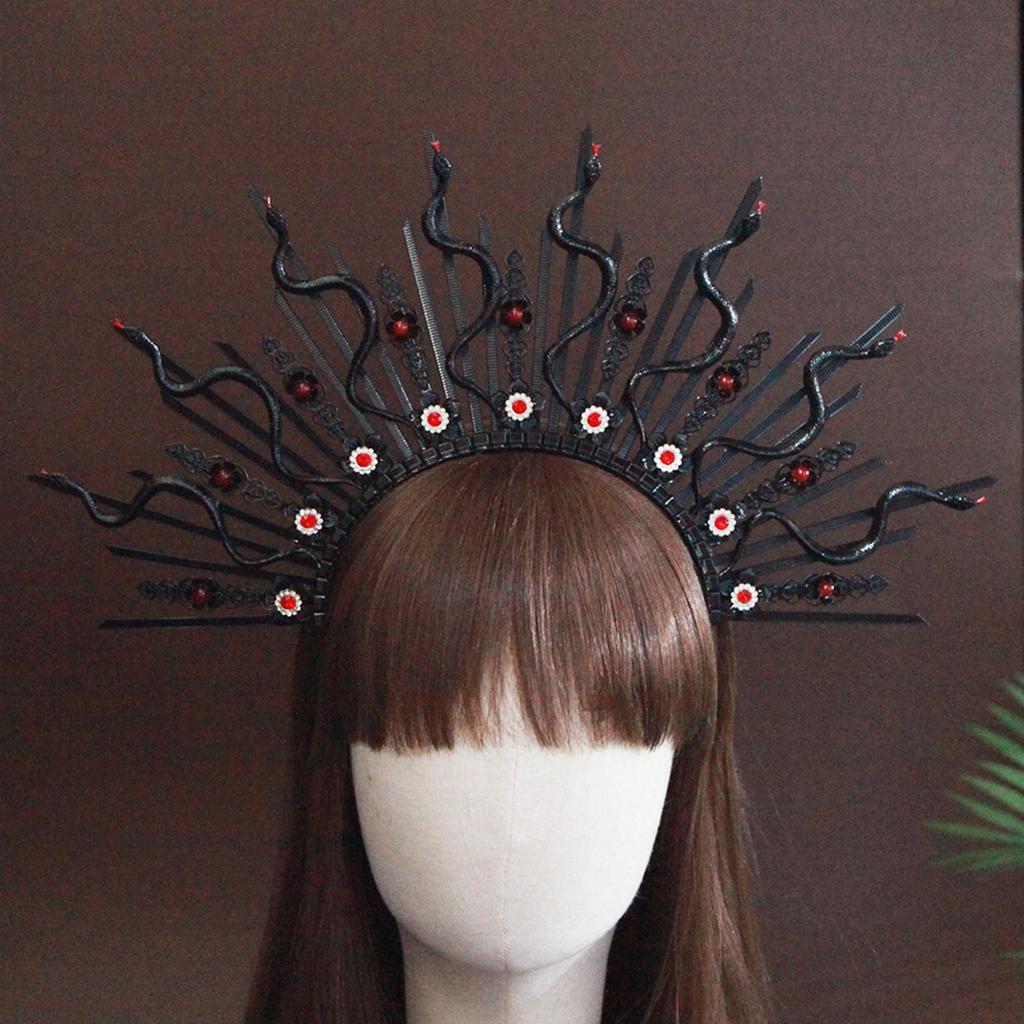 Multifuntional Snake Head Crown Hairpiece with Multiple Color Bridal Hair Crown for Enhancing Your Mythology Ensemble