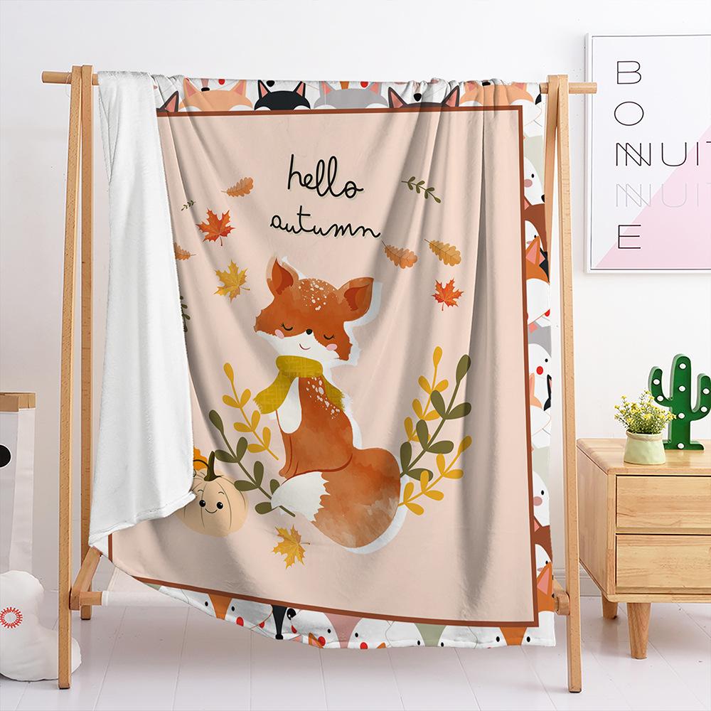 Blanket Flannel Blanket Thanksgiving Pumpkin Fox 2D Digital Printing Blanket Blanket