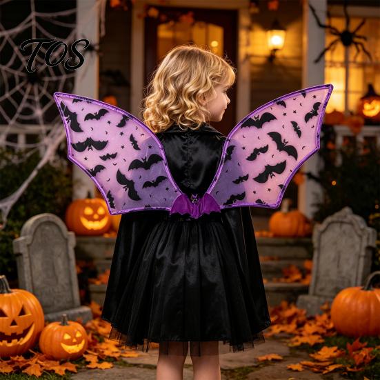 Bat Wing Costume for Kids Girls, Halloween Fairy Portable Gear Parties, Cosplay, Festivals, Stage Performance Durable Cosplay Accessory