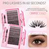 Natural Dense Sectional False Eyelashes with Quick-Set Glue and Tweezers for Beginners