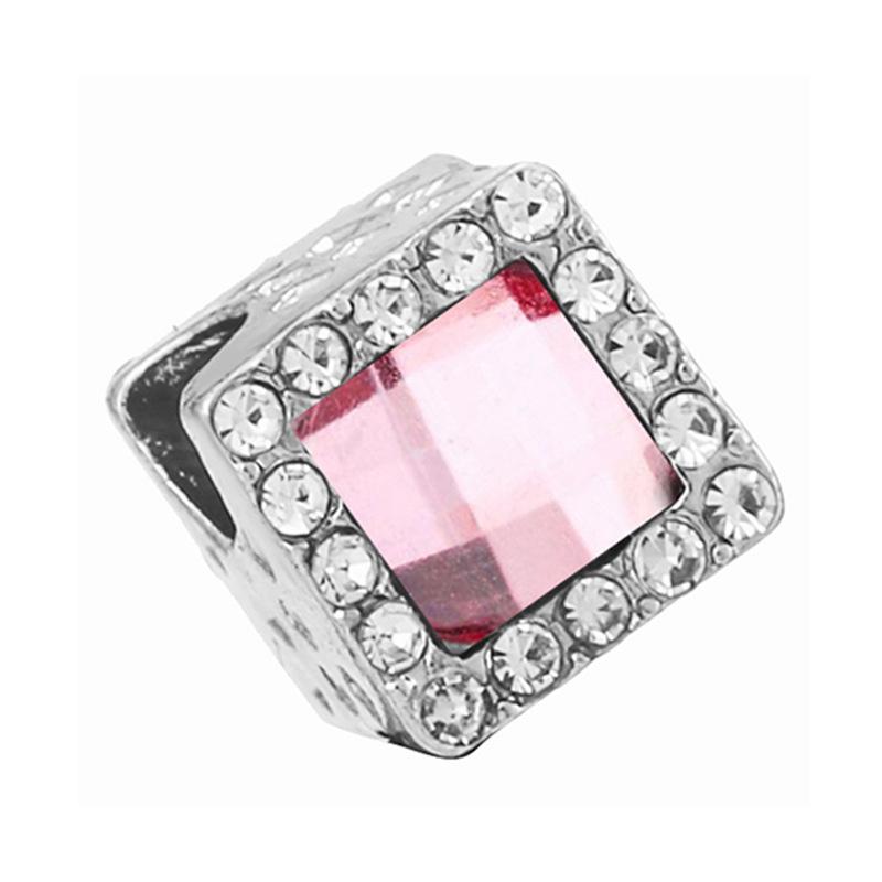 New Silver Plated Pink Diamond Butterfly Alloy Large Hole Charm Beads For DIY Bracelet Necklace Jewelry Accessories Gift