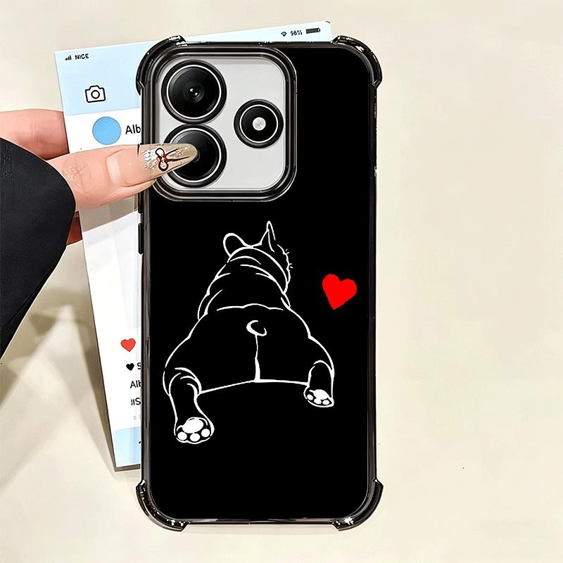 French Bulldog Black Desgin Plating Phone Case For Xiaomi Poco X5 X6 X7 X8 Pro Max F8 Ultra F7 M8 M7 M5S Redmi 15C 15 14C 13C 13
