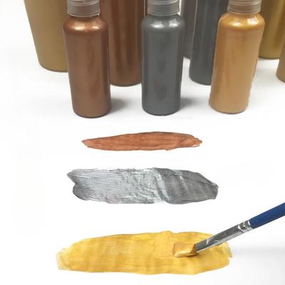 60ml/500ml Metalický akrylový pigment Odolný vůči světlu a vodě Zlatá/Stříbrná/Měděná Barvivo Ručně vyráběná sádrová panenka Buddha Graffiti barva