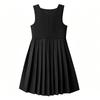 Girls Vintage Pleated Sleeveless Dress Color for School and Everyday Wear