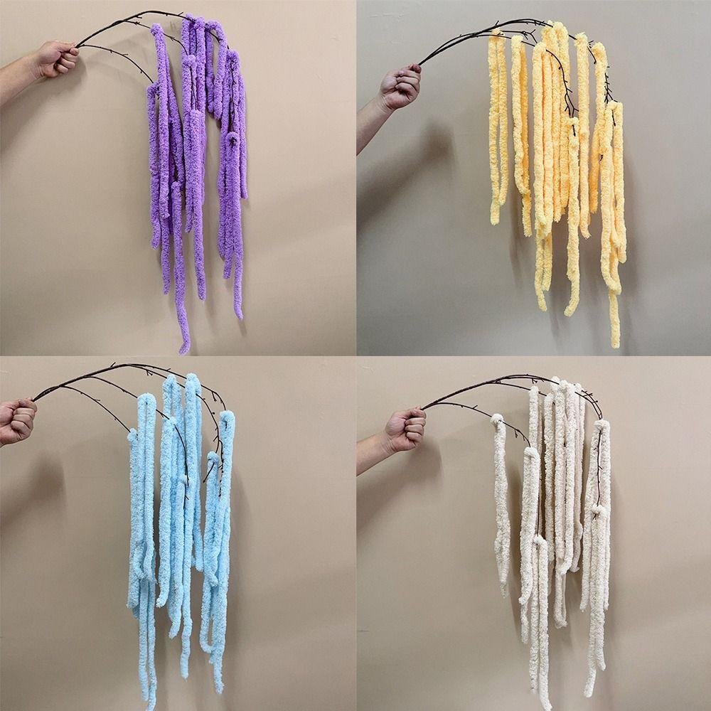 Coarse Wool Simulation Flower Multicolor Rhine Design Hanging Rice Flower Fox Tail Shape Yarn Material Artificial Hanging Plant