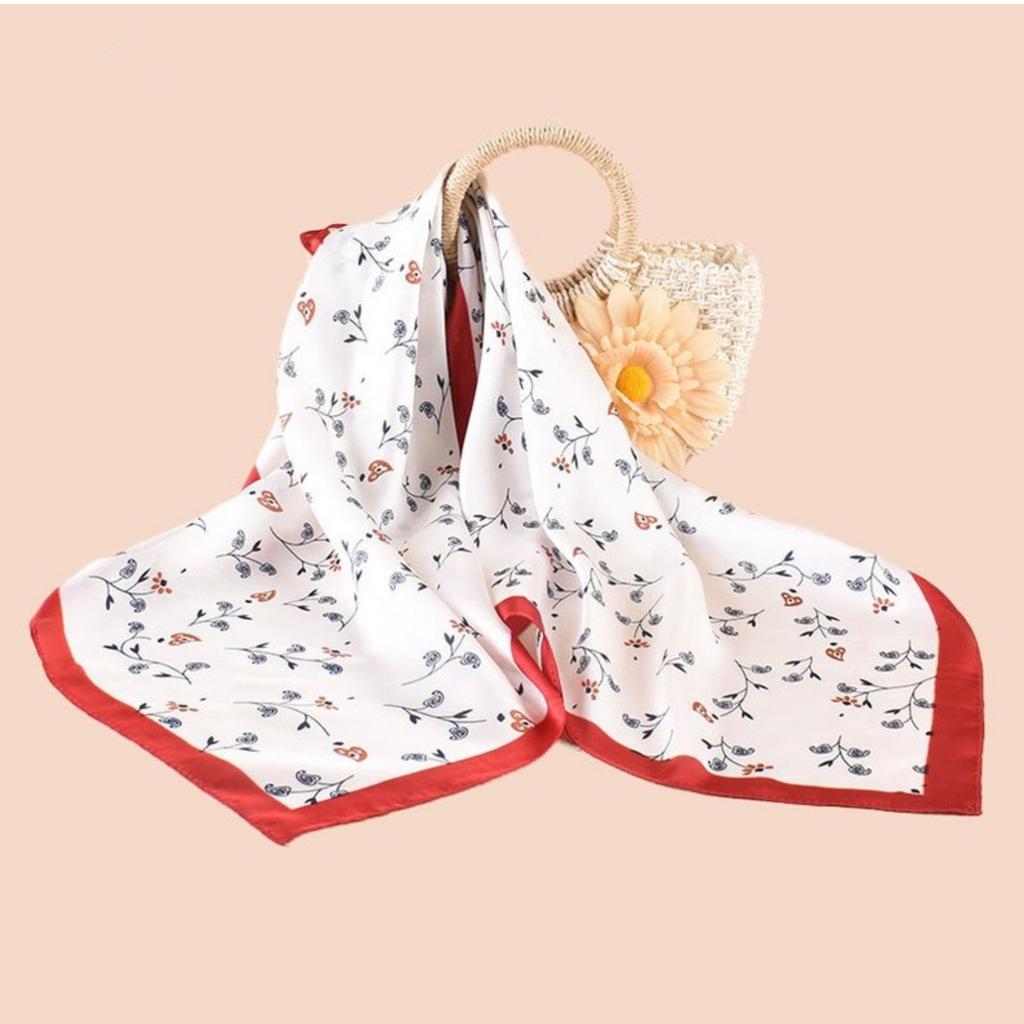 Luxury Design Satin Print Silk Scarf Square Women Neck Scarves Wrap Head Kerchief Beach Hair Band Woman Bandana Summer 70Cm