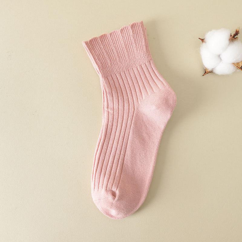 Lockere Socken für ältere Menschen, Socken für Frauen nach der Geburt, reine Baumwollsocken für Frühling und Herbst, weitmaschig, nicht einschnürend, gerüschte Mid-Calf-Socken