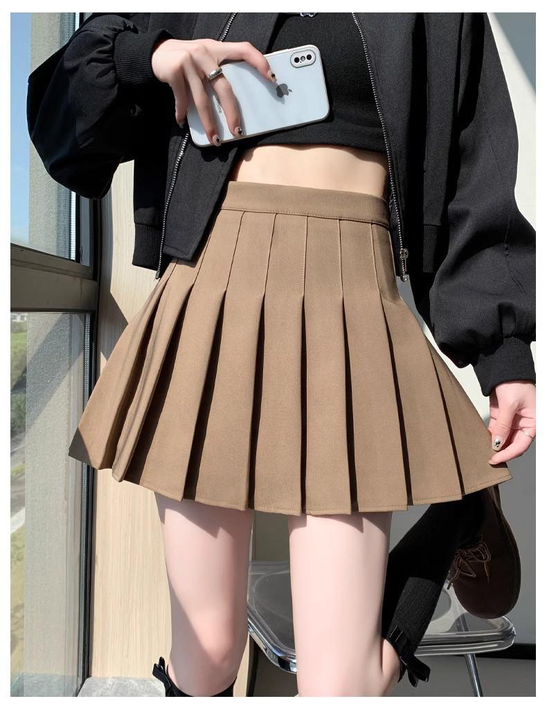 

Женская плиссированная миди-юбка с высокой талией – Приталенная А-силуэта для весны и осени 2025, в стиле JK, идеально подходит для миниатюрных студенток. L светло-коричневого