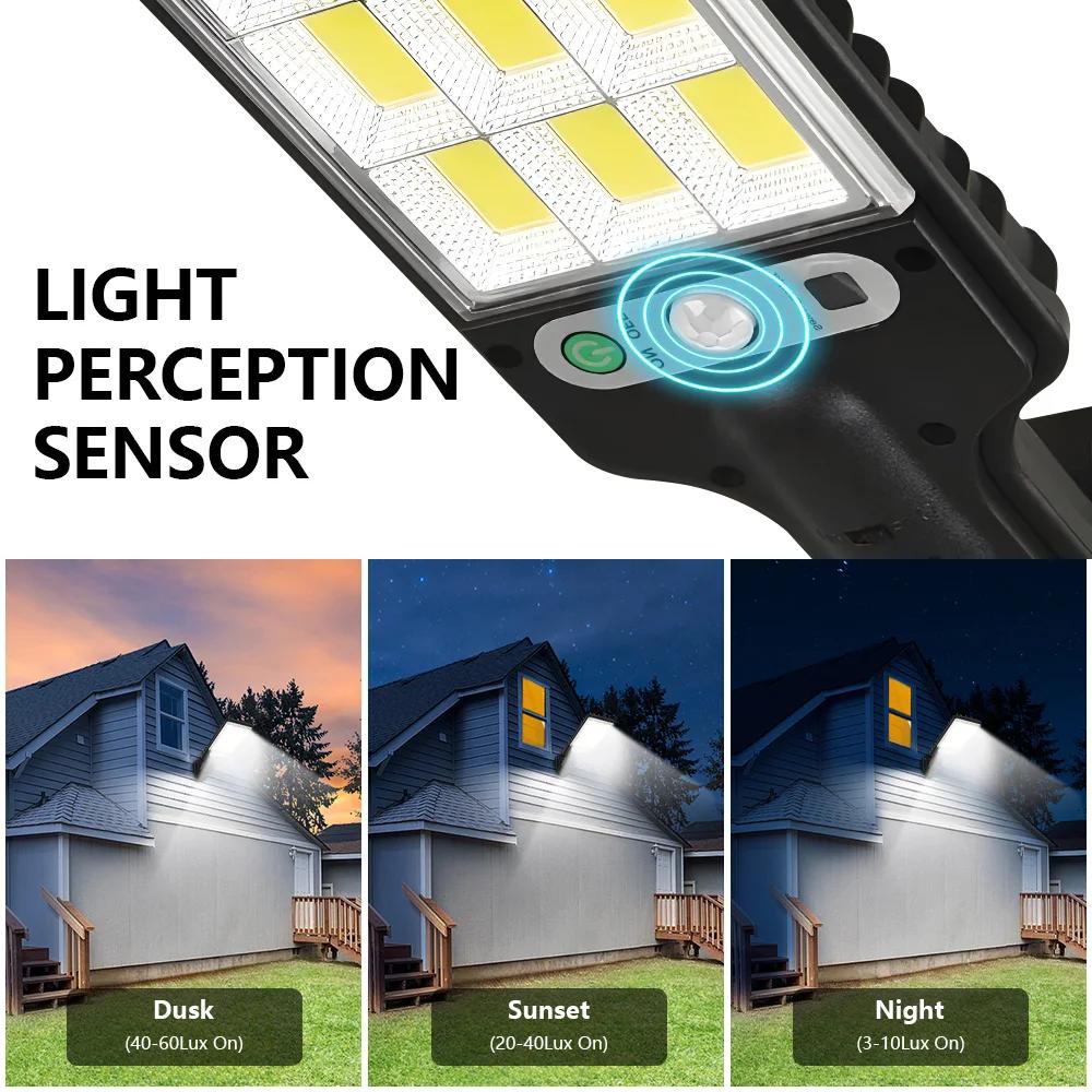 Solar Street Lights Outdoor Solar Lamp Security Lighting for Garden Patio Path Yard Wall Spotlight with Remote Control