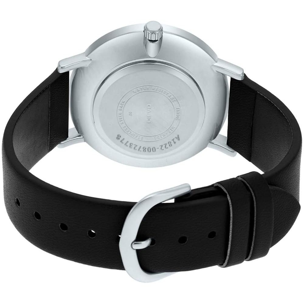Casio MTP-VT01L-1B2 Minimal Black Dial Men's Analog Watch Black Leather Band Quartz Movement
