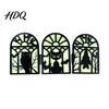 Wear-resistant Halloween Table Ornament Glow-in-the-Dark Decoration, Witch Ghost Silhouette Design, Stable Solid Wood Foldable Luminous Ornament, for