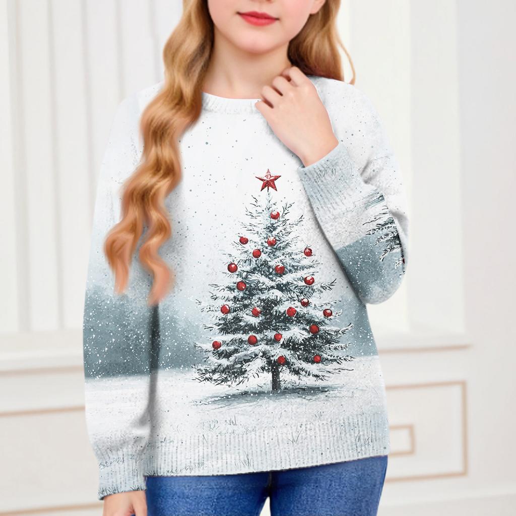 Christmas Day Sweatshirts For Children Boys And Girls Knit Sweater Cute Shirt Fall Crewneck Pullover Tops