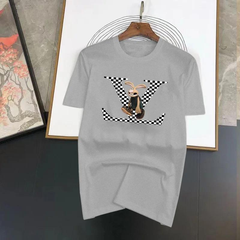 2024 Luxury Bunny Letter Brand High-Quality Printed Men's Oversize Sleeve T-shirt 100% Cotton Summer Top Tees Free Shipping