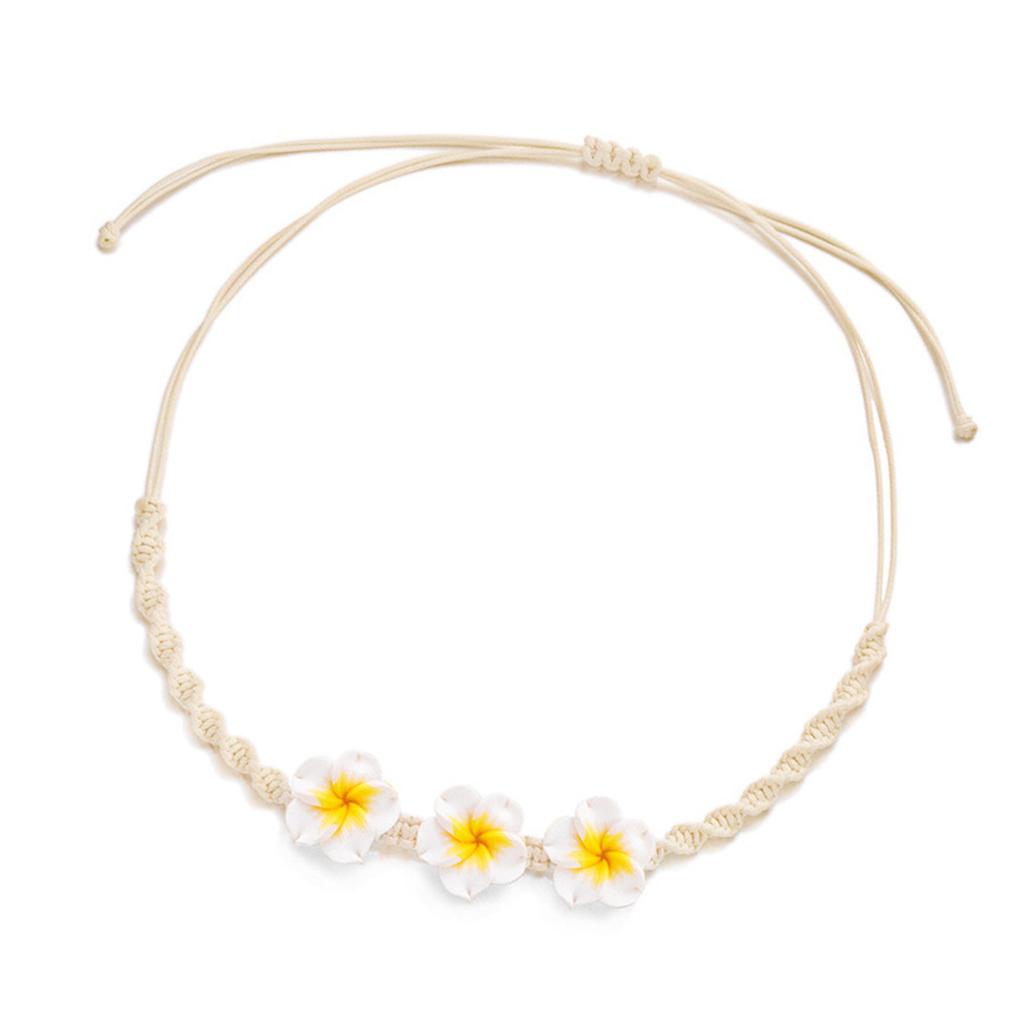 Handmade Braided Plumeria Necklace Soft Clay Flower Jewelry Tropical Styles Beach Party Fashion Jewelry Accessory