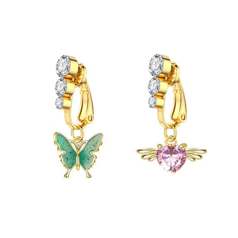 

Fake Stainless Steel Belly Button Ring Zircon Pendant Clip On Navel For Women Non-Piercing Body Jewelry Party Gift