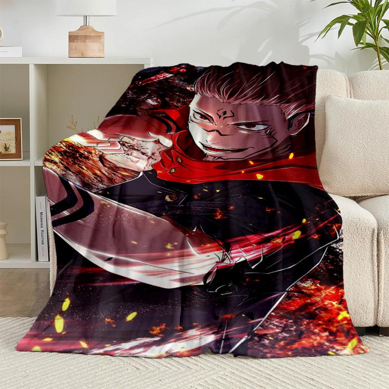 1PC Jujutsu Curse Battle Flannel Blanket Gift, Suitable for Both Men And Women, Soft Ideal for Beds And Sofa, Birthday Or Christmas Gift