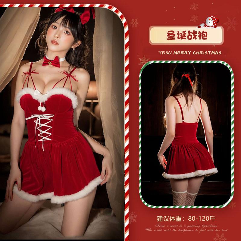 Velvet christmas sexy bunny cosplay Internet celebrity nightclub style New Year's robe stage performance costume