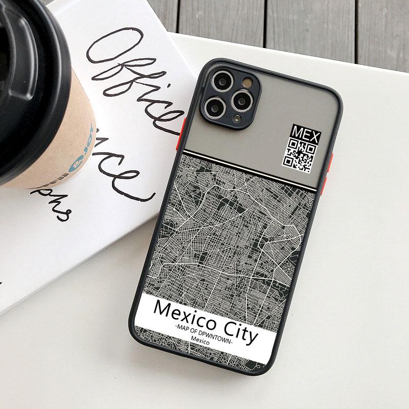 Ins Travel Country Sketch City Map Phone Case For iPhone 8 7 Plus SE2 15 14 11 12 13 Pro Max Mini X XR XS Shockproof Funda Shell