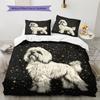 Black Maltese Pattern Bedding Home Decoration Birthday Gift (1 * duvet cover + 2 * pillowcase, without core)