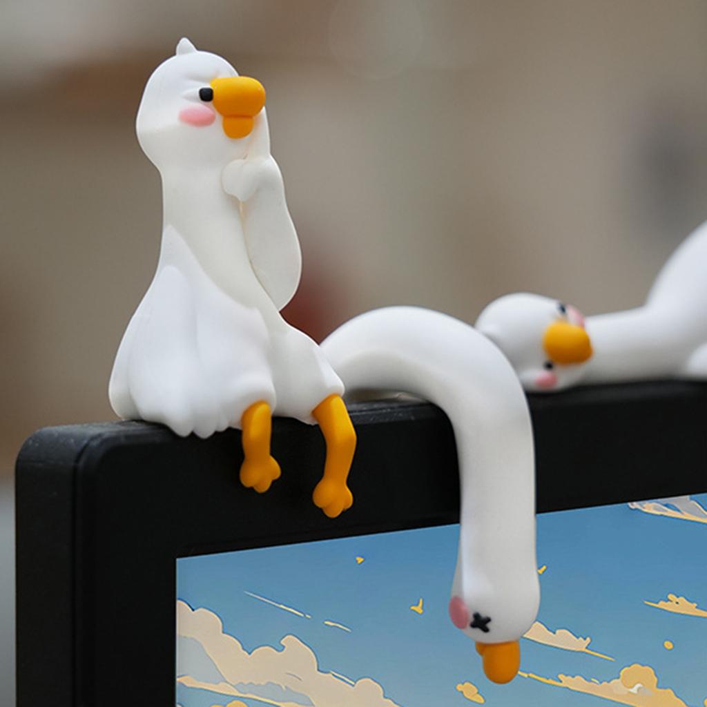 4PCS Animal Ornaments Mini Funny Computer Decor Goose Statues for Office Monitor & Dashboard Decor