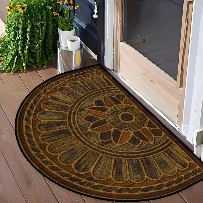 Kieselgur & Gummi Halbrunde Fußmatte Boho Waschbare Tür Matte Blume Floral Saugfähige Eingangsmatte Innen Außen