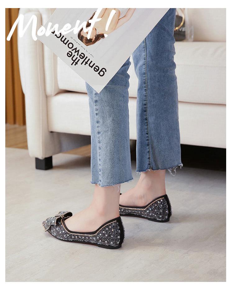 Summer Women's Flat Shoes with Bow & Rhinestones, Sizes 41-43 (2025 New)