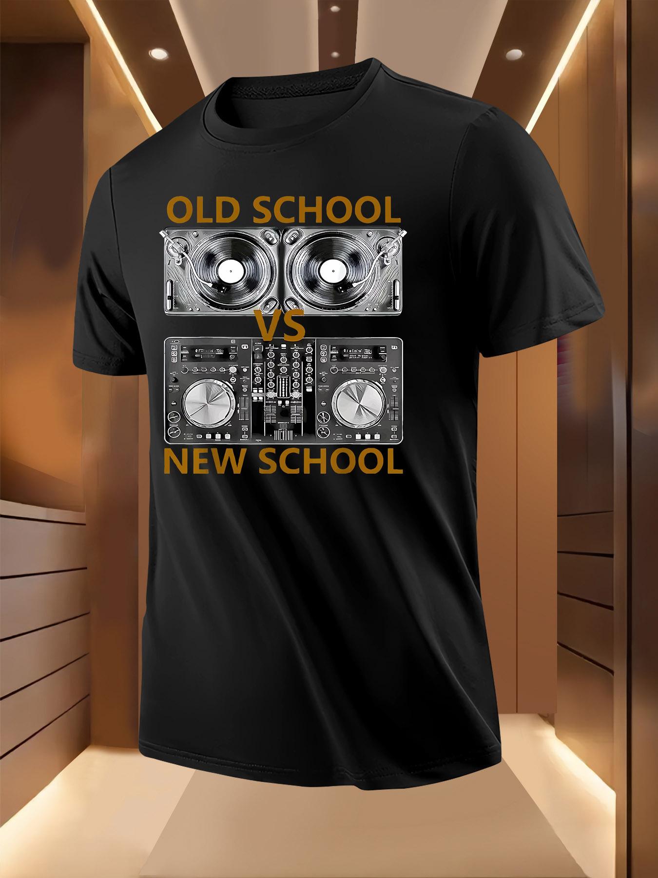 Old School vs New School DJ Equipment Graphic Tshirt - ... S