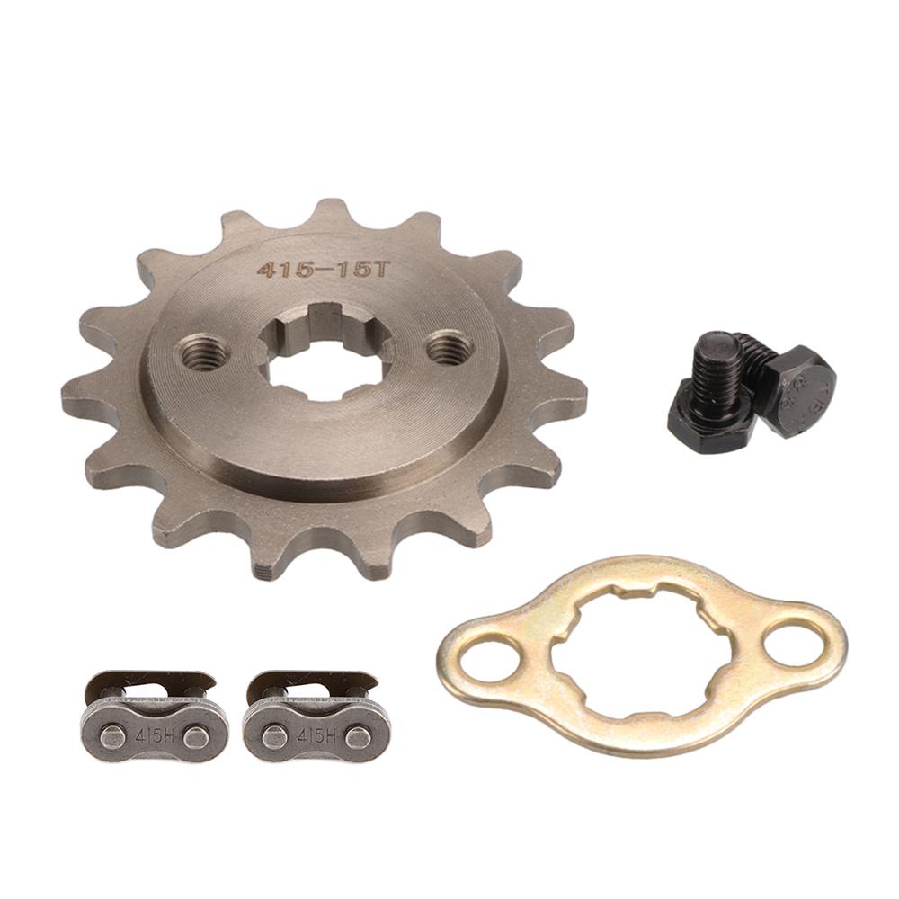 Motorcycle 415 Chain 17mm 14/15/16/17 Tooth Front Engine Sprocket With 415H Master Connector Link For Motorized Bicycle Moped