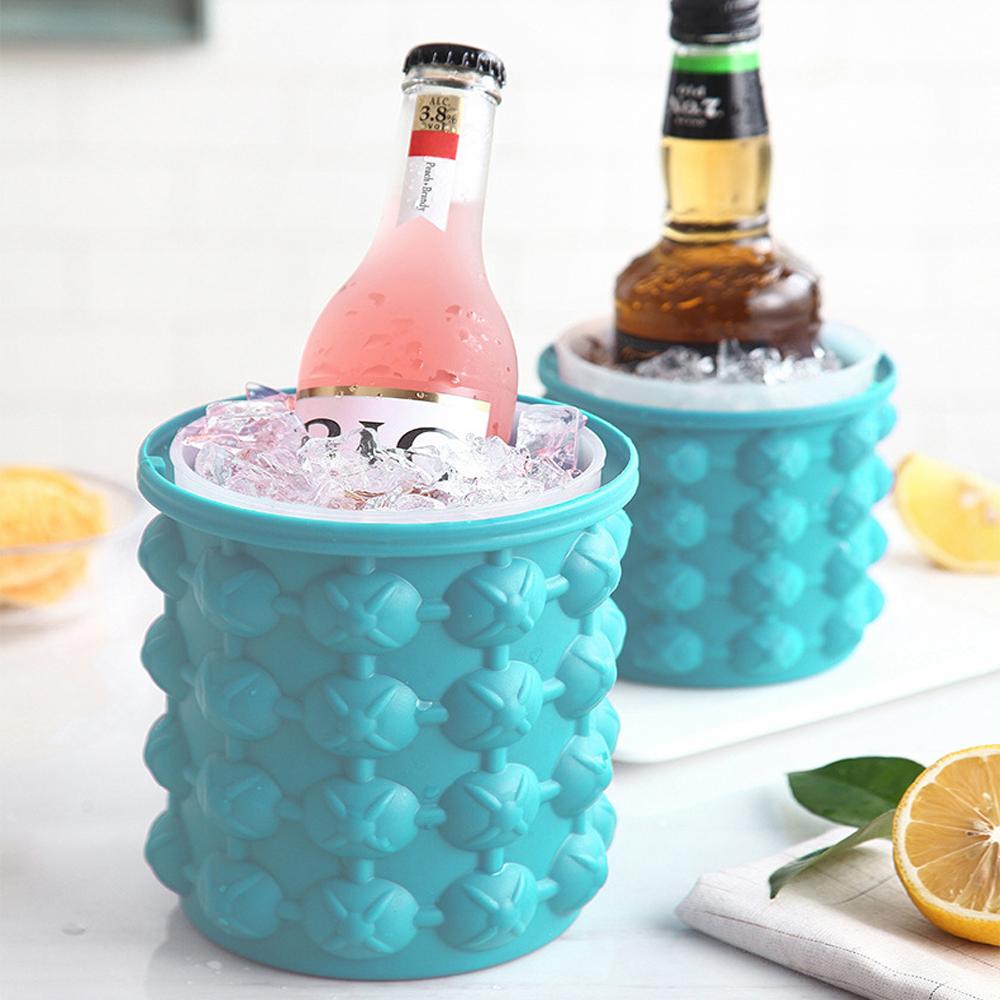 Silicone Ice Bucket Ice Cube Maker Portable Whisky Ice Bucket Wine Ice Cooler Beer Barware Tools Kitchen Accessorie