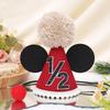 Mouse 1/2 Birthday Hat - Mouse Half Way To One Party Decorations,Mouse Ears Cake Smash Hat,Red Black Mouse Party Hat,6 Months Birthday Photo Props