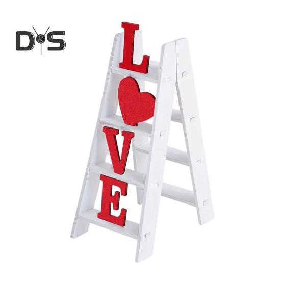 

Украшение в виде лестницы в виде сердца ко Дню святого Валентина, деревенская деревянная мини-фигурка в виде лестницы в виде любовного письма, украшение для праздничной вечеринки, домашнего офиса, рабочего стола A