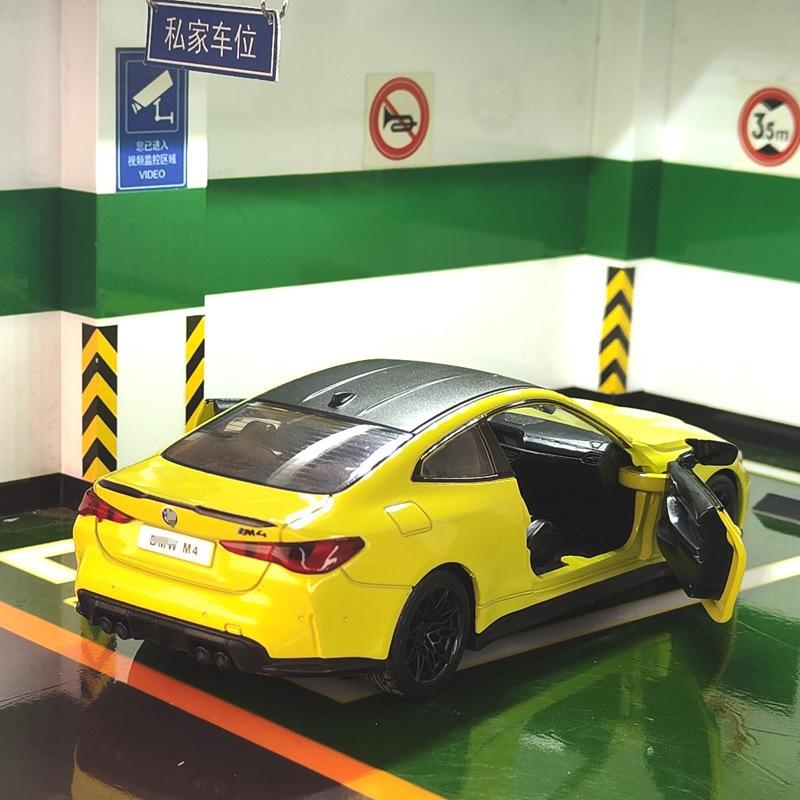 Model de mașină din aliaj BMW M4 IM Supercar 1/32 cu lumină sonoră de tragere înapoi, colecție de cadouri pentru copii, model de jucărie turnat sub presiune