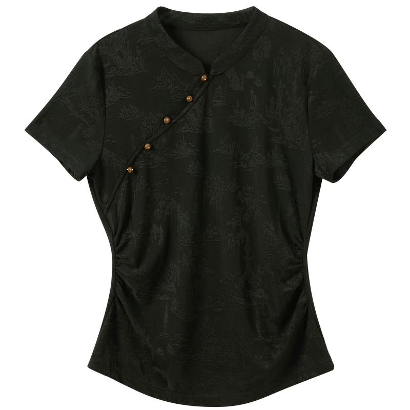 SanCai New Chinese Style Jacquard T-shirt S