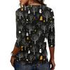 Women Loose Fit Casual Half Sleeve Top Round Neck Lightweight Pullover Blouse with Halloween Ghost Tree Print for Everyday Wear