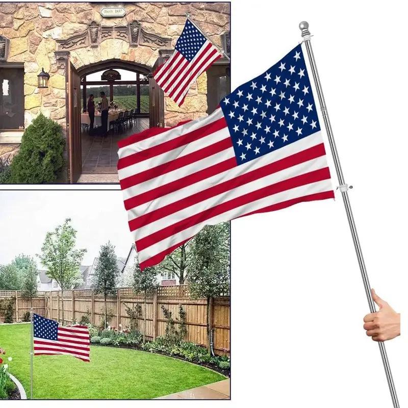 1.8m Rotating Stainless Steel Flagpole, 5-Section, Anti-Tangle, Wall-Mountable, Outdoor Use