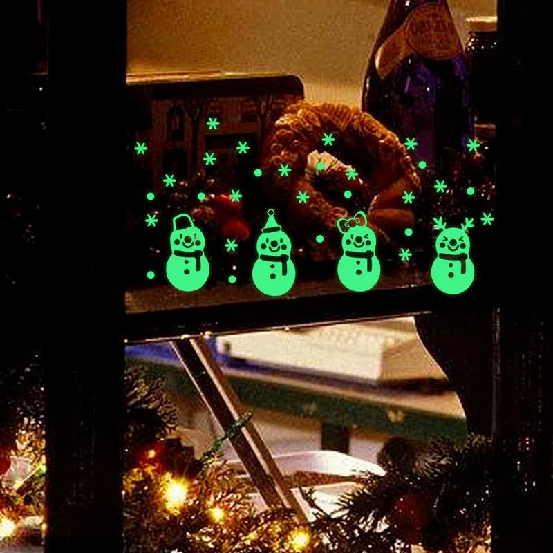 Christmas Glow Sněhulák Nálepky na zeď Obývací pokoj Luminous Stickers Window Decor