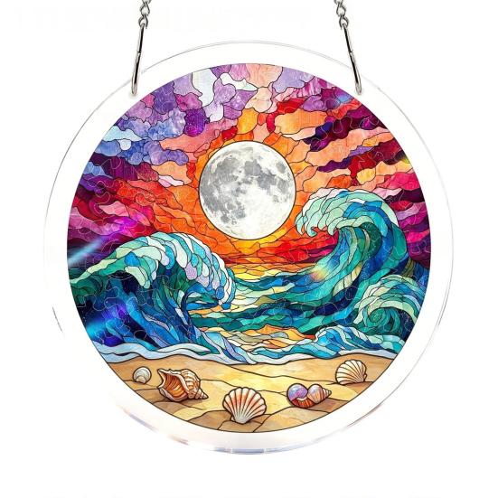 Sun Catcher Puzzle Acrylic Suncatcher Durable Clear Acrylic Colorful Patterns Window Decoration for Doors Garden