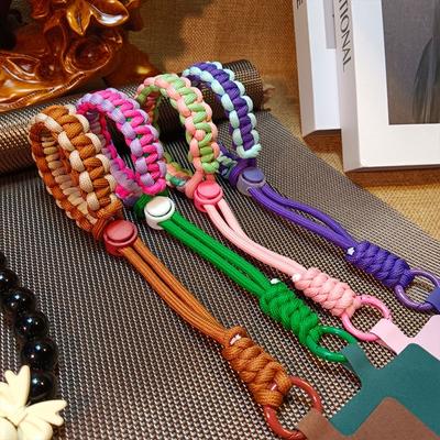 Anti-lost Sling Braided Phone Strap with Patch Charms Phone Woven Lanyard Colorful Durable Woven Phone Rope Phone Accessories